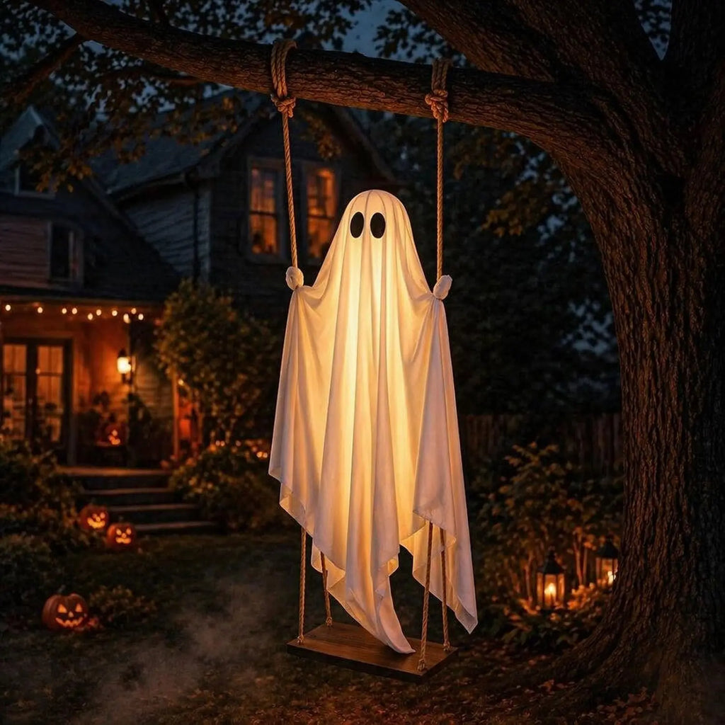 Swinging Ghost Outdoor Decoration,  Halloween Swinging Ghost Yard  Swing Ghost