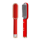 Electric PTC Heat Straightening Brush One Step Hair Dryer 3 In 1 Ceramic Flat Iron Women Hair Straightener Comb And Curling