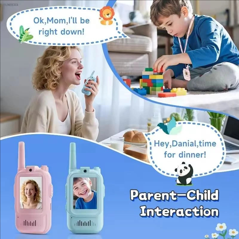 Video Walkie Talkies for Kids 2 Pack Rechargeable Toddler Toys for Indoor Camping Travel Birthday Gfits for Kids Ages 3-12