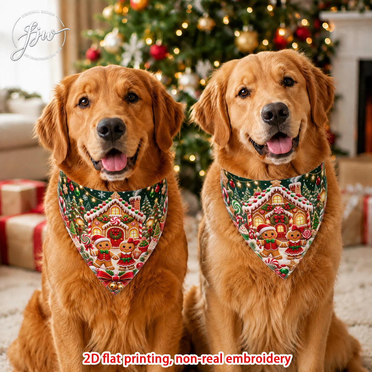 Christmas Dog Bandanas — 2 Pack, 60 × 30cm