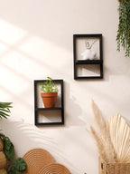 Black Wooden Floating Wall Shelf