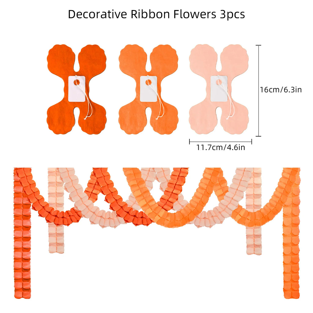 Orange Beige Boho Pom Pom Flower Fall Thanksgiving Banner Heart Tassel Garlands Balloons Hanging Autumn Harvest Wedding Decor