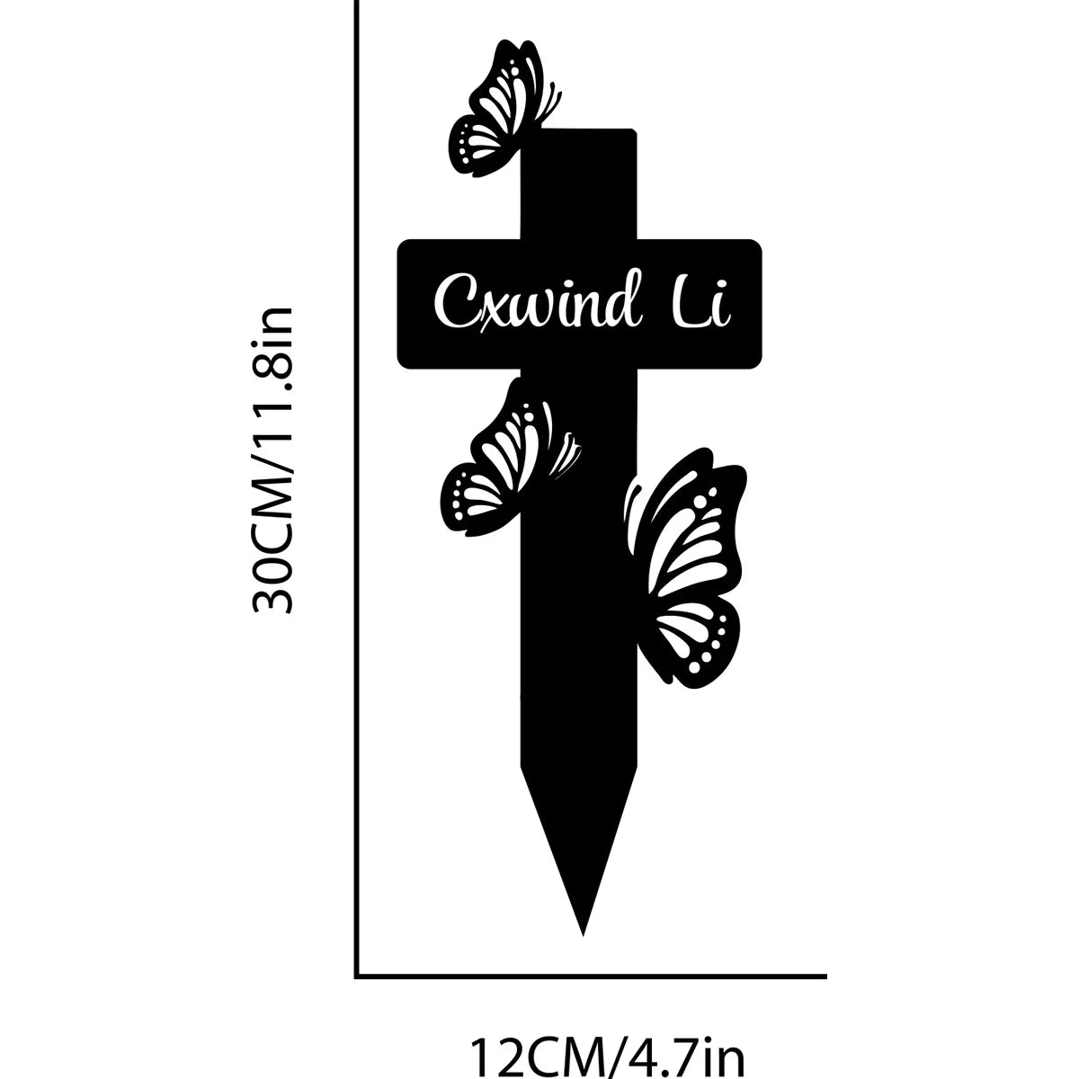 Custom Butterfly Cross Memorial Stake Personalized, Memorial Cross Stake, Metal Cross with Butterflies for Garden, Metal Grave