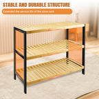 3 Tier Bamboo Shoe Rack ,Black/Natural