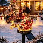Solar Santa Claus Reindeer Sleigh Yard Stake Light Christmas Outdoor Garden Stake Light Ornament Festive Holiday Decoration