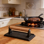 Meat Press with Wooden Handle Heavy Duty Grill Press Non-stick
