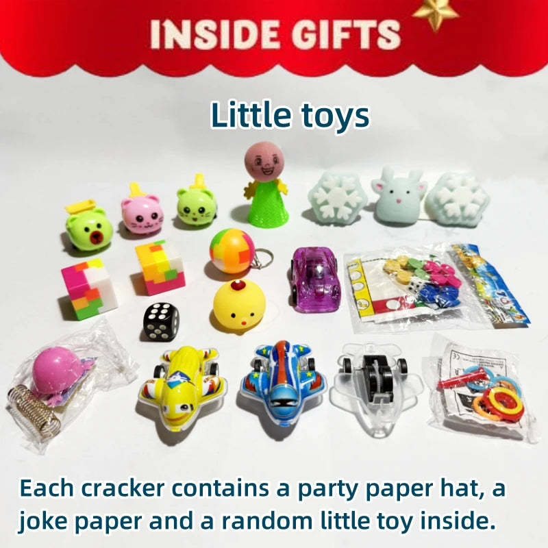 10Inch Christmas Cracker Set of 6pcs Christmas Crackers with Snap and Prize Father Christmas Snowflake Santa Claus Free Shipping