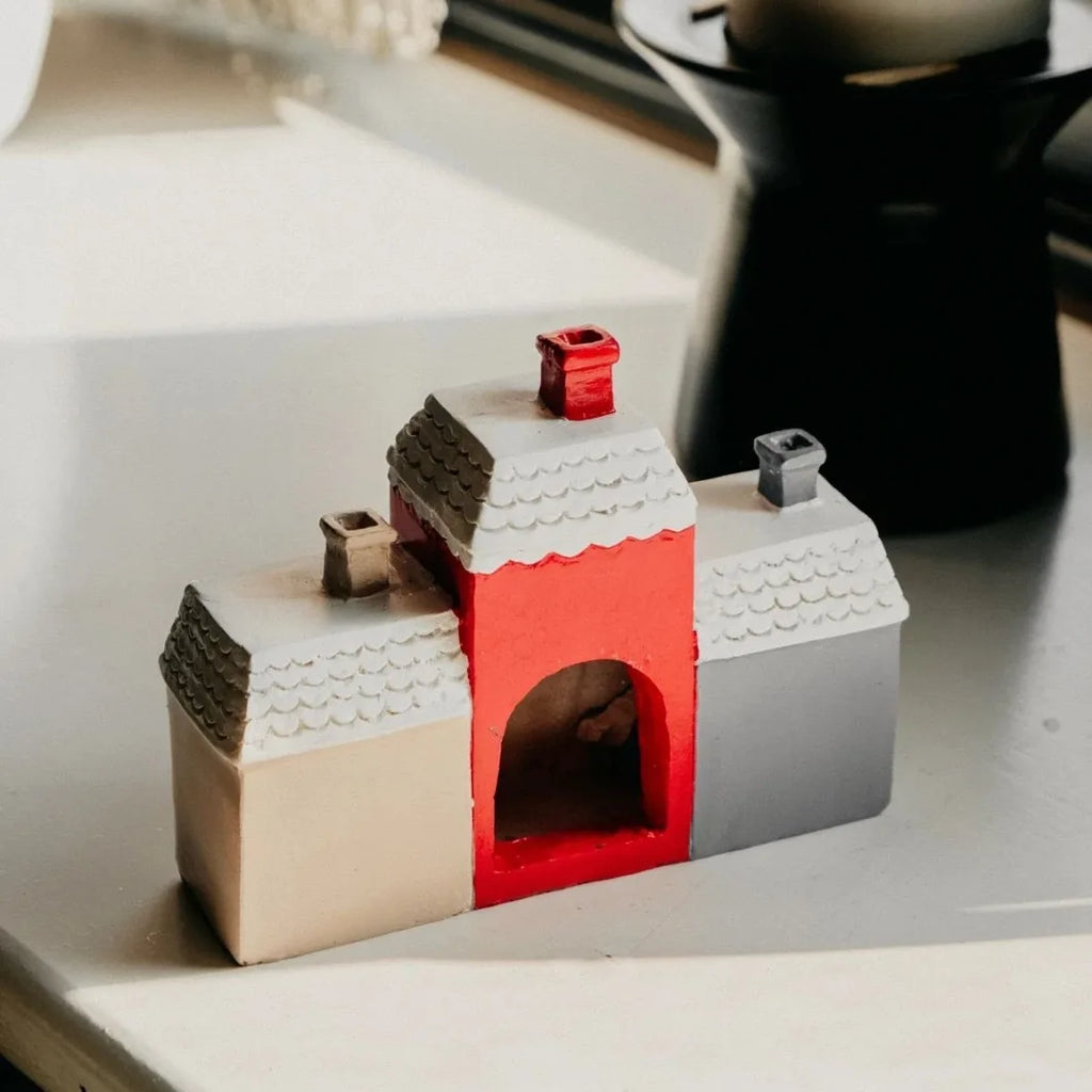 Christmas house resin wooden house snow winter incense cone burner ornament landscape decoration gift