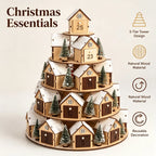 Wooden Christmas Advent Calendar 24, Days House Shape Countdown Ornament, Xmas Tree Decoration Gift For, Kids Home Party Decor