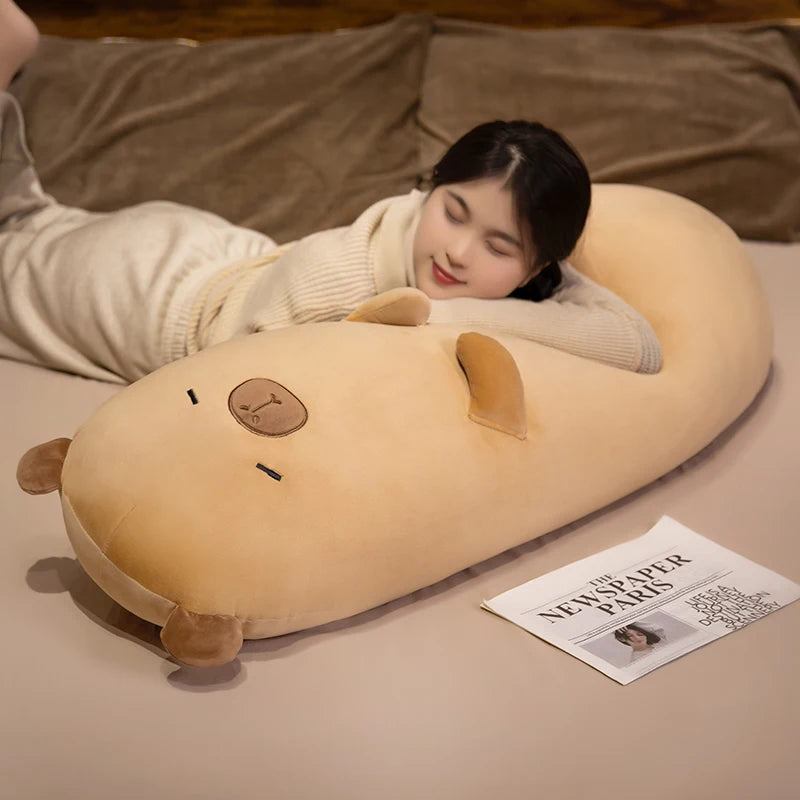 70-120cm Capybara Long Pillow Stuffed Soft Cartoon Animal Capybara Bolster Plushie Sleeping Leg Support Peluche Birthday Gift