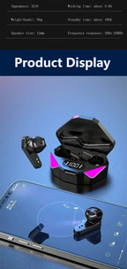 Bluetooth TWS Gaming Earphones Low Latency Wireless In-Ear Headphones With Built-in Mic LED Indicator Lights