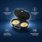 Microwave Egg Poacher Dual Cavity Breakfast Maker with lid