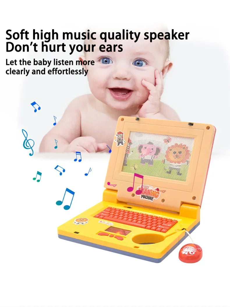 Mini Notebook Musical Toy Laptop Portable Integrated Toddler Puzzle Learning Machine Fake Computer Enlightening Birthday Gifts