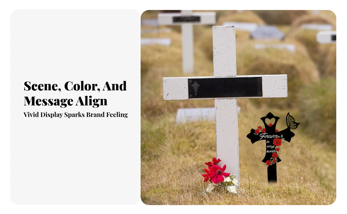 Cross Memorial Stake Outdoor Use Rose Memorial Stake Metal Grave Marker Easy Ground Insert Sympathy Gift for Courtyard