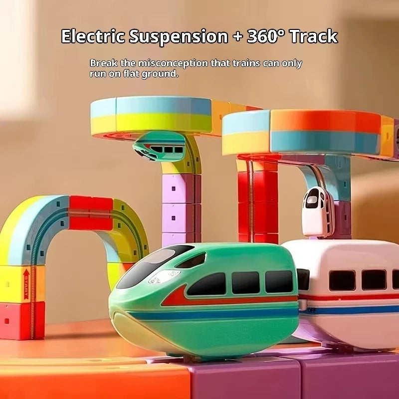 Electric Magnetic Track Set With Anti-Gravity Vehicles - 100+ Pieces For Kids Gift Toy