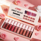12 Colors Lip Gloss Gift Set, Smooth Long Lasting Non-Transfer Lipstick Kit, Multi Nude Shades Lip Makeup for Christmas Holiday