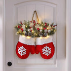 2026 Christmas Garland Creative Glove Shaped Wreath Window Door Garden Gate Decorative Hanging Holiday Party Decor Door Sign