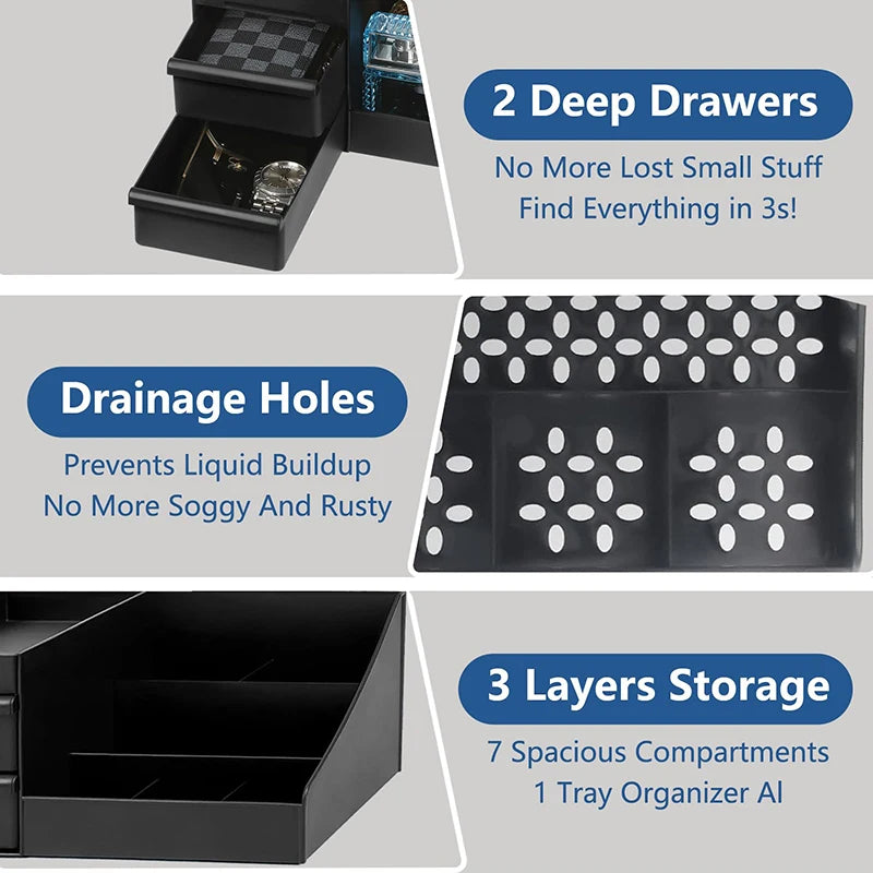 Bathroom Countertop Organizer With Drawers Cologne Organizer For Men