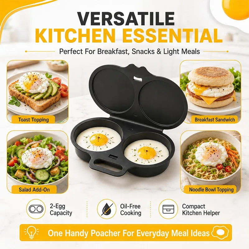 Microwave Egg Poacher Dual Cavity Breakfast Maker with lid