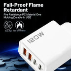 Fast Charging USB Type C Charger 120W 4 Port PD Quick Charge 3.0 For iPhone Samsung Xiaomi Huawei EU US UK Plug Phone Adapter