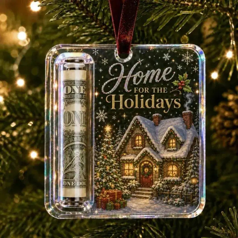 Christmas Money Holders Acrylic Hanging Money Holder Ornaments Christmas Tree Snowman Elk Hanging Pendant New Year Party Decor