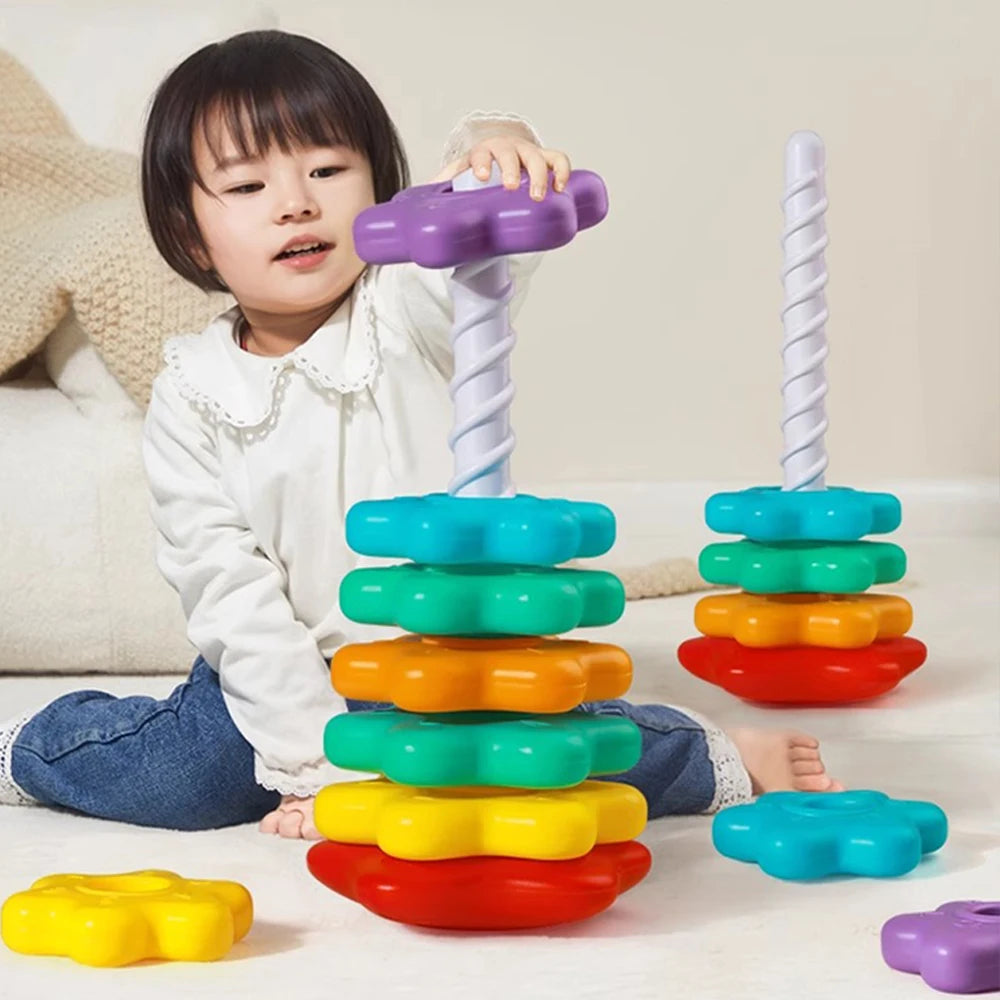 Baby Rotating Rainbow Stacking Tower