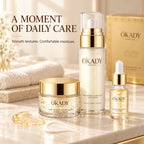 OKADY 10-Piece Peptide Skincare Set for Women, Hydrating & Moisturizing Face Care Kit with Cleanser, Toner, Serum x3, Lotion, Eye Cream, Face Creams and Eye Mask, Daily Skin Care Routine in a Gold Gift Box, Birthday, Christma