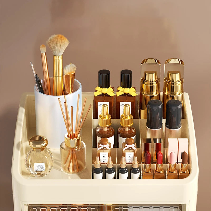 3 to 4-Tier Foldable Makeup Organizer with Drawer Function— Storage