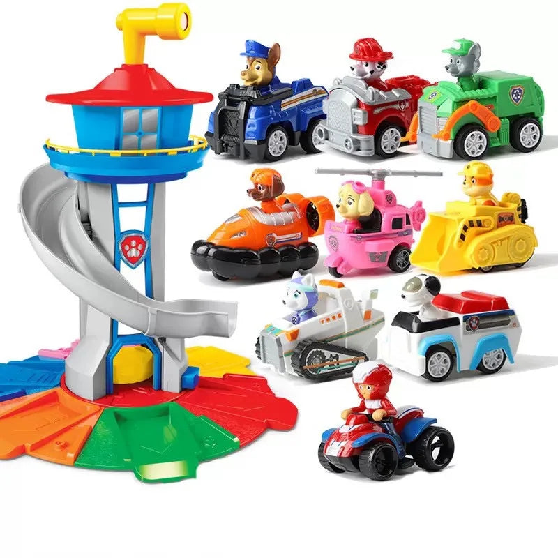 hot Paw Patrol Toy Set Cartoon Anime Figures Patrol Canine Chase Skye Rebound Bicycle Home Decoration  Christmas Birthday Gifts