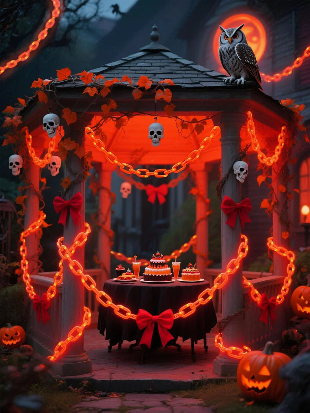 2/3M Halloween Plastic Chain Lights Props Chains with 8 Lighting Modes String Lights for Skeleton Dog Spooky Outdoor Decorations