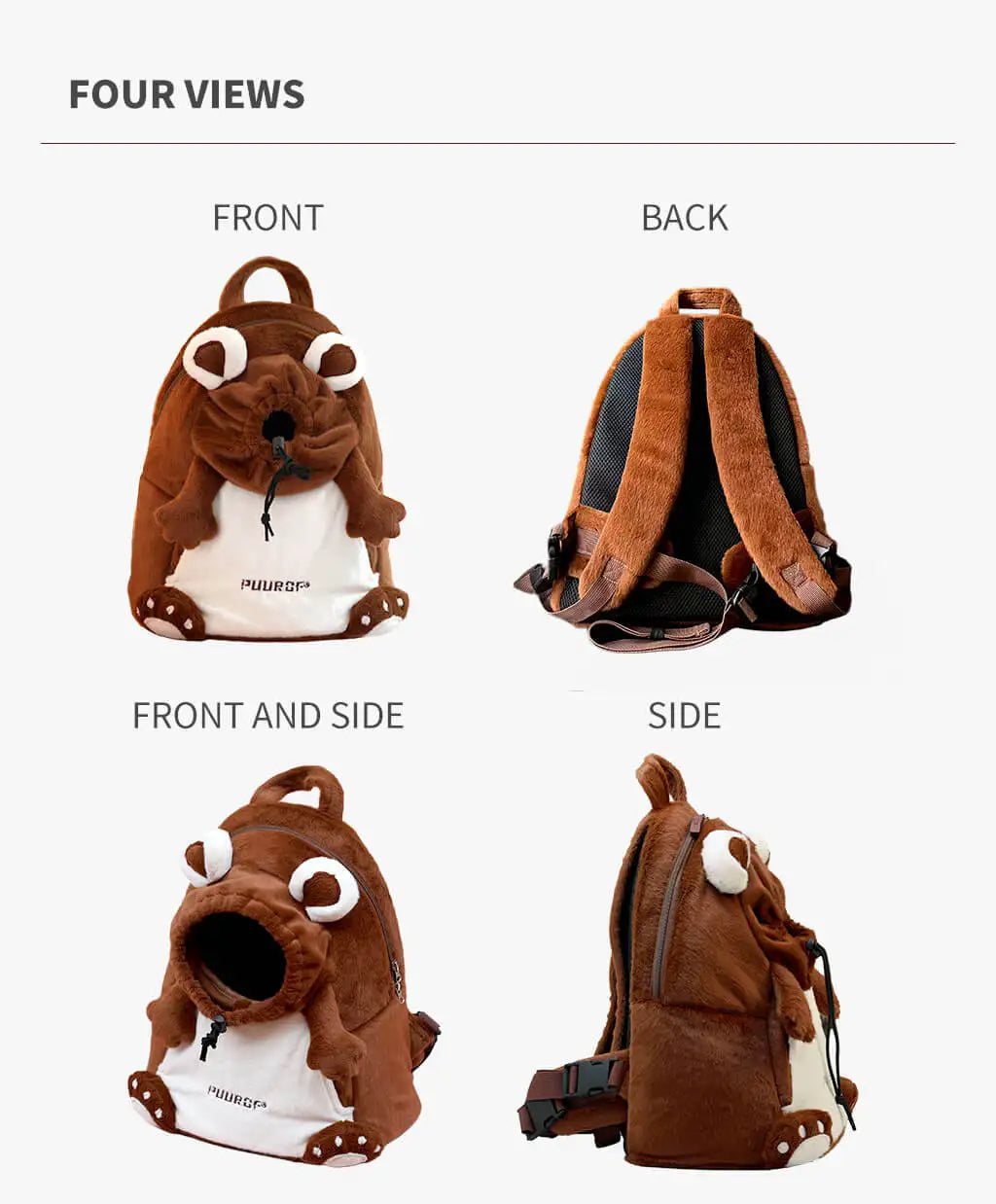 PUUROF Winter Cat Backpack, Pet Outdoor Backpack, Windproof and Warm Cat Front Bag, Outdoor Cycling Dog Bag, Dog Backpack