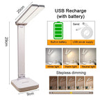 USB Desk Lamp 3 Levels Dimmable Touch Night Light USB Rechargeable Eye Protection Foldable