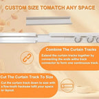 Ultra Thin Self-adhesive Curtain Track Set No Drilling Silent Sliding Rail Ceiling Or Wall Installation For Bathroom Cabinets Ro
