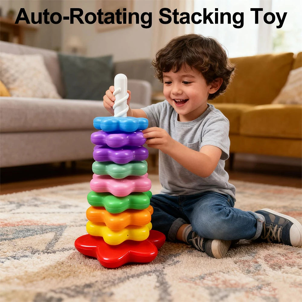 Baby Rotating Rainbow Stacking Tower