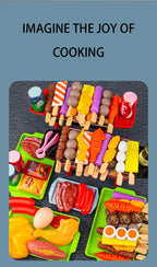Baby Dress Up Kitchen Toys BBQ Set Kids Simulated BBQ Cookware Cooking Simulated Food Cosplay Educational Gift Toys