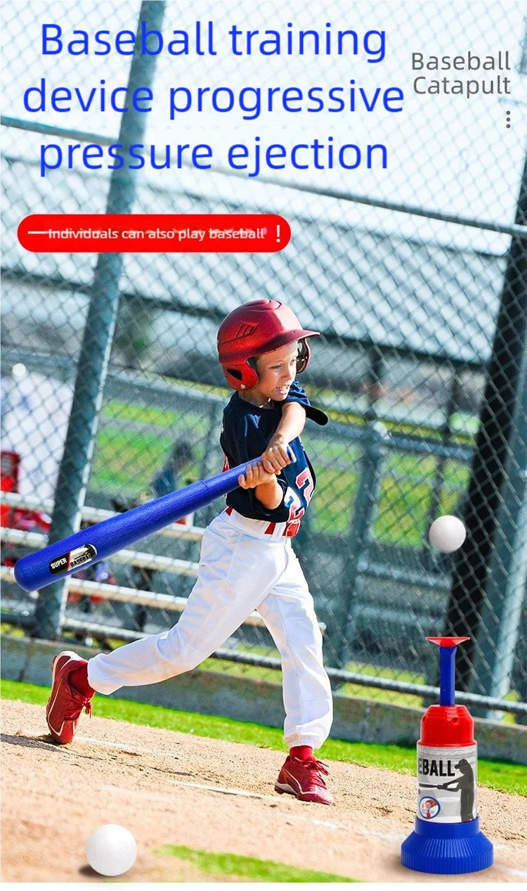 Baseball Launcher Toy, 2-in-1 Foot-Operated/Manual Press Ball Pitching Machine Indoor and Outdoor Interactive Sports Game for Kids, Kinde