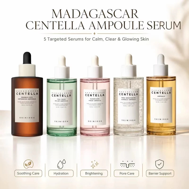 SKIN1004 Centella Ampoule Set 6 Types Korean Skincare for Sensitive Skin Soothing, Acne Pore Care Brightening & Barrier Repair