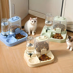 2-in-1 Large Capacity Cat Automatic Feeder, Water Dry Wet Separation Design No Battery Required - For Cats Small Dogs