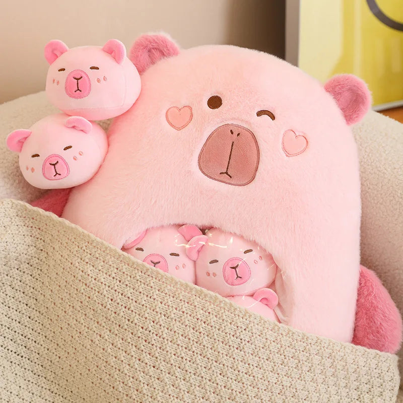 Six Balls Capybara Bag Cartoon Newt Animal Squishy Mini Dolls Plush Pillow Office Nap Food Snack Plushie Peluche Gift