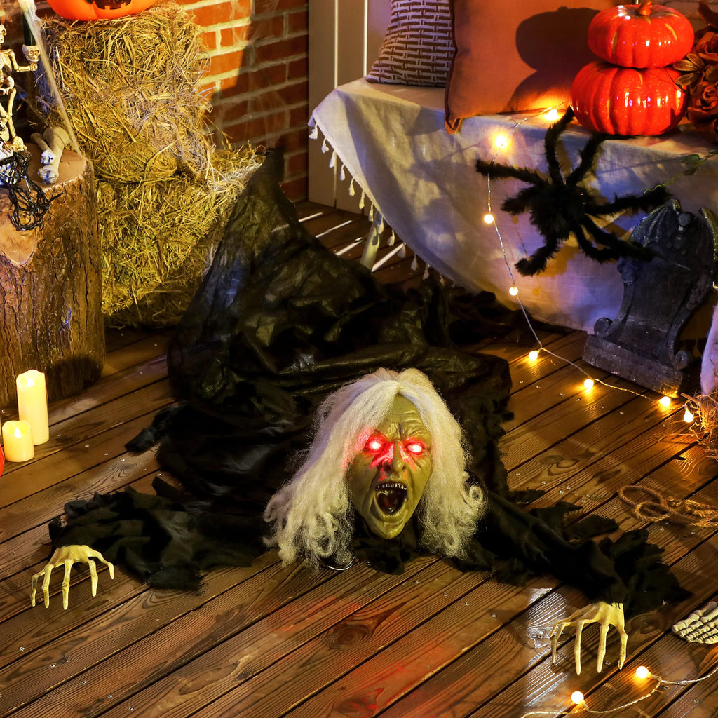 Outsunny Life-Size Crawling Zombie Halloween Decoration – 183cm