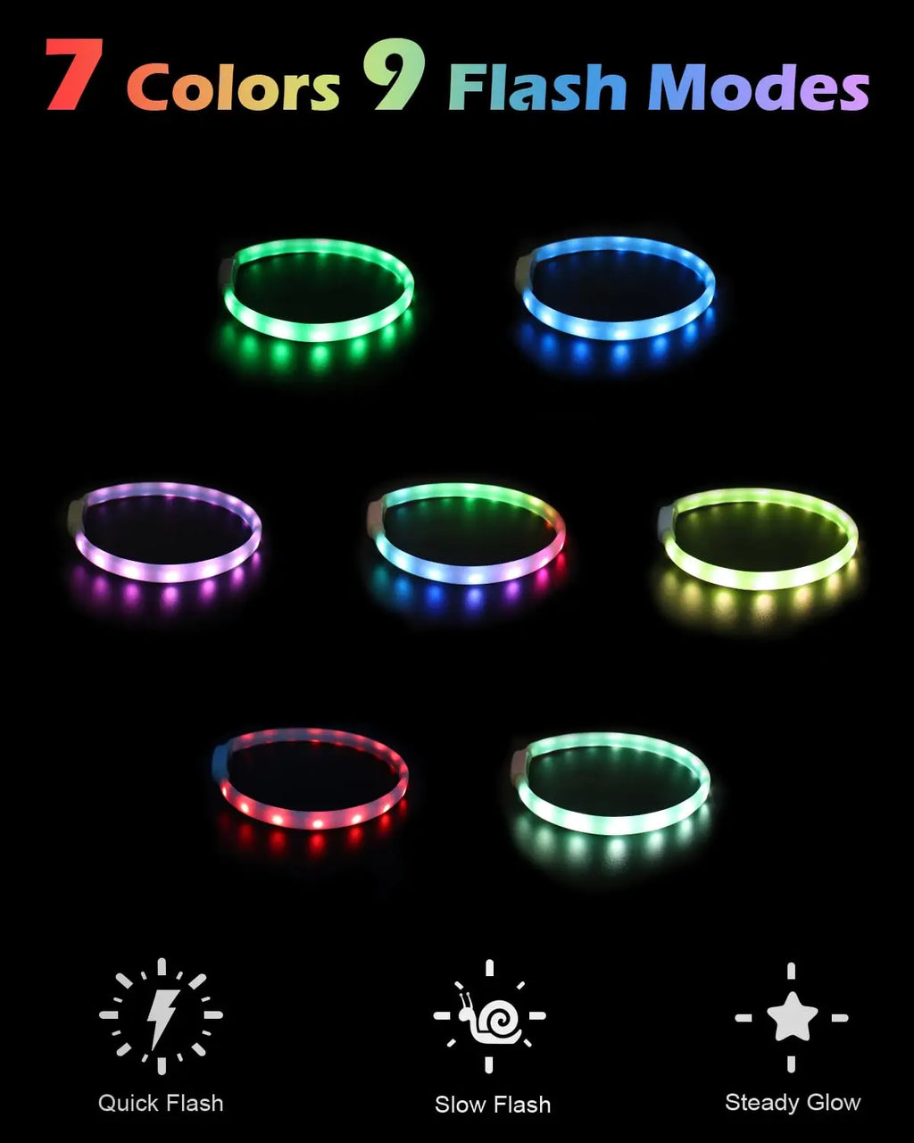 Lightweight USB Rechargeable Collar for Large Medium and Small Dogs, Glowing