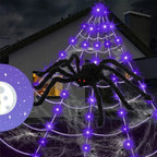 8 Modes Halloween Spider Web Lights Glow Waterproof Halloween Spider 5m web