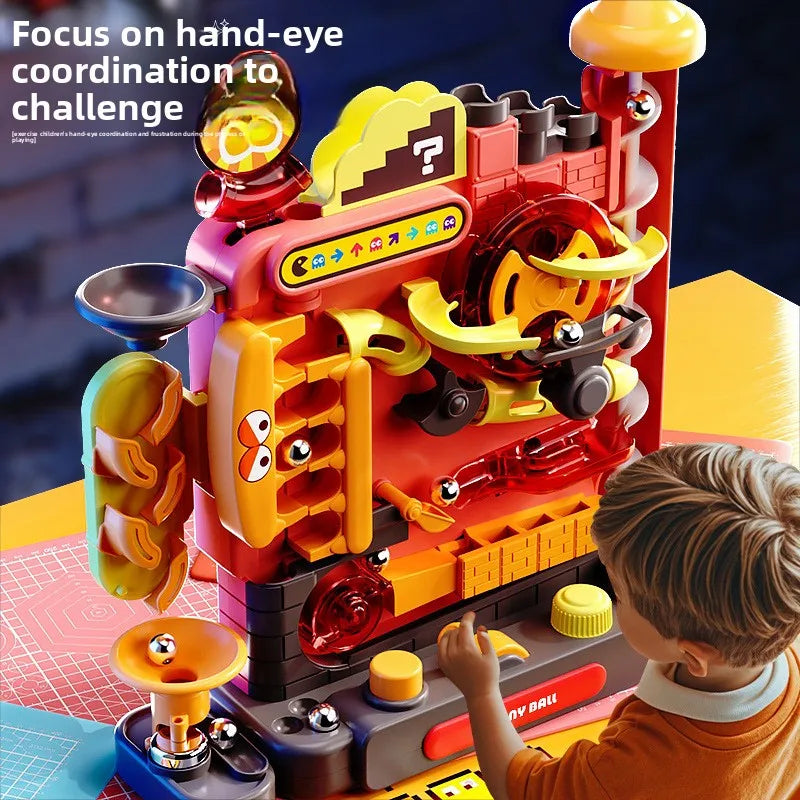 Educational Montessori Toys Multilayer Track Adventure Game Rail Rolling Ball Model Interactive Brain Kids Christmas Gift
