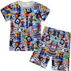 Game Roblox Figure Anime Cartoon Pajamas Suit Short Sleeve Home Clothing Pajamas Suit Birthday Gifts