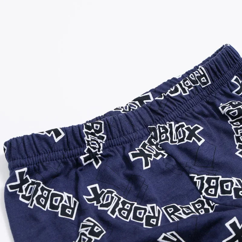 Game ROBLOX Figure Cartoon Print Fashion Set Short Sleeve T-Shirt and Shorts Combo Anime-Inspired Cotton Tees for Birthday Gift