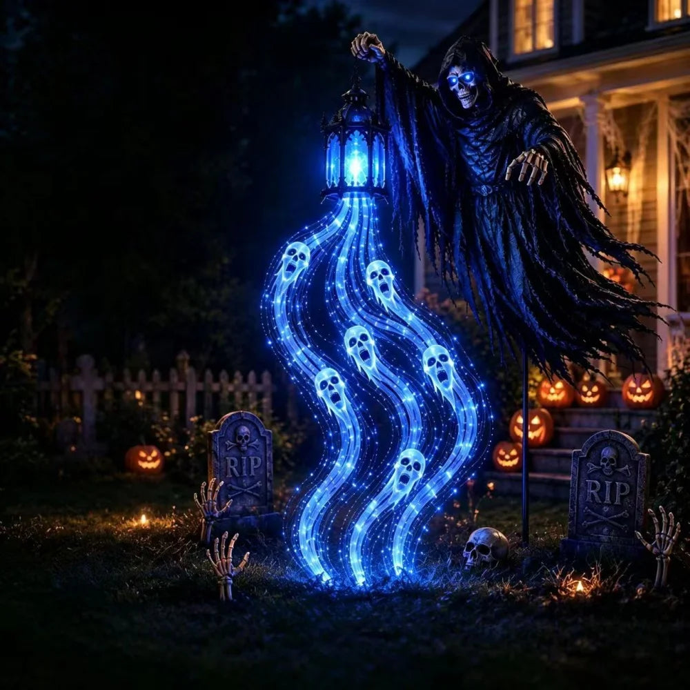 Halloween Soul Harvester Animated Garden Light Grim Reaper Lantern Horror
