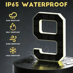 LED Solar House Number Light Waterproof Address Plate with Light Sensor for Home Entrance Yard Wall Outdoor Decoration