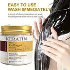 Keratin Collagen Hair Mask with Peptides & Rosemary - Intense Smoothing & Shine for All Hair Types - Deep Conditioning Treatment