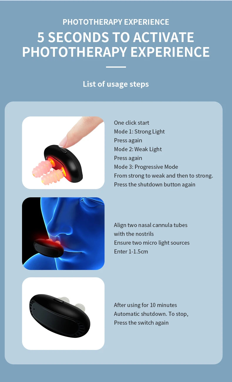 Smart Nasal Phototherapy Device Red Light & Infrared Therapy for Relief of Nasal Congestion Sneezing And Runny Nose - Nasal Care