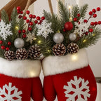 2026 Christmas Garland Creative Glove Shaped Wreath Window Door Garden Gate Decorative Hanging Holiday Party Decor Door Sign